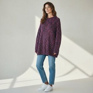 Vintage Lord Taylor Jewel Tone Mohair Blend Sweater Womens L Chunky Marled Knit